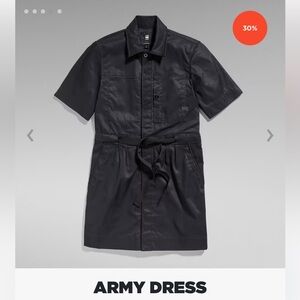 NEW NWT G-Star RAW Black “Caviar” Short Sleeve Army Dress size XS